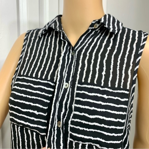 Haute Monde Black and White Button Down Shirt Casual Tunic Dress Women’s Size S - Picture 4 of 12